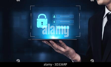 Un'interfaccia utente per un portale di accesso sicuro. La schermata richiede un nome utente e una password per l'autenticazione, fornendo l'accesso a uno o più account privati Foto Stock