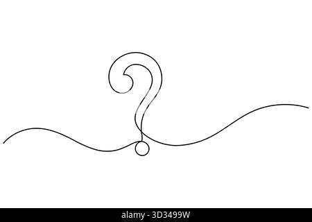 Design tratto curvo astratto tratto tratto tratto tratto tratto con punto interrogativo minimalista su sfondo bianco Illustrazione Vettoriale