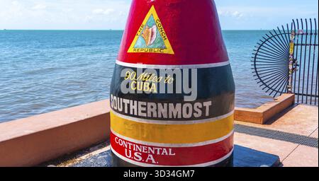 Key West, Florida, Stati Uniti d'America - 12 Settembre 2019: punto più meridionale in Stati Uniti continentali di key west, Florida Foto Stock