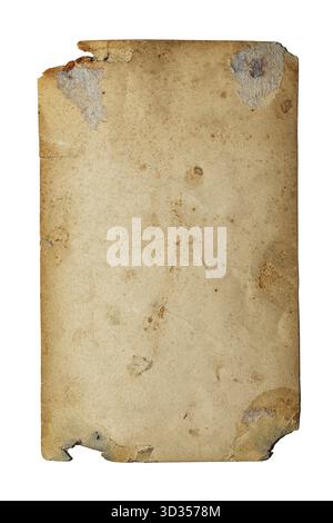 Vecchia carta invecchiato con i bordi frastagliati isolato su bianco Foto Stock