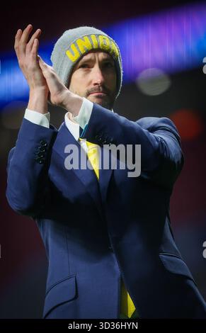 Madrid, Spagna. 5 novembre 2025. Il presidente dell'Unione Alex Muzio nella foto dopo una partita di calcio tra la squadra spagnola Atletico Madrid e la belga Royale Union Saint-Gilloise, martedì 4 novembre 2025 a Madrid, il quarto giorno della fase di campionato del torneo UEFA Champions League. BELGA PHOTO VIRGINIE LEFOUR credito: Belga News Agency/Alamy Live News Foto Stock