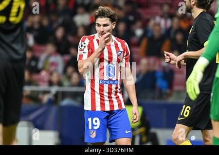 Madrid, Spagna. 5 novembre 2025. Julian Alvarez dell'Atletico de Madrid visto durante la partita di UEFA Champions League tra l'Atletico de Madrid e il R Union Saint Gilloise all'Estadio Metropolitano. Punteggio finale; Atletico de Madrid 3-1 R Union Saint Gilloise credito: SOPA Images Limited/Alamy Live News Foto Stock