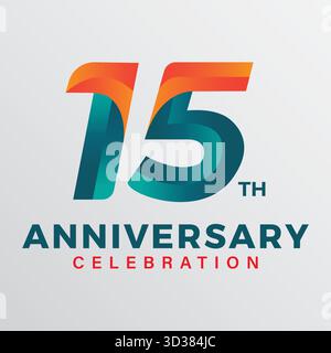 modello vettoriale celebrativo per il 15° anniversario. Illustrazione Vettoriale