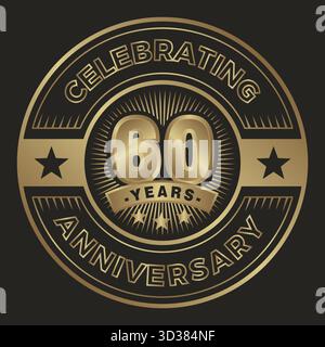icona del logo per il 60° anniversario. logo emblema per festeggiare il 60° anniversario Illustrazione Vettoriale