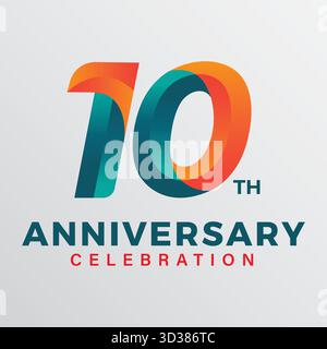 modello vettoriale celebrativo per il decimo anniversario. Illustrazione Vettoriale
