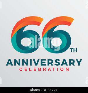 modello vettoriale celebrazione 66° anniversario. Illustrazione Vettoriale