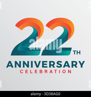 modello vettoriale per la celebrazione del 22° anniversario Illustrazione Vettoriale