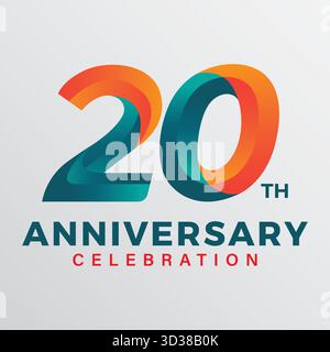 modello vettoriale celebrativo per il 20° anniversario. Illustrazione Vettoriale