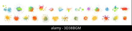Colorato acquerello pastello spruzzi, vernice blot. Disegnato a mano. Non ai, illustrazione vettoriale. Illustrazione Vettoriale