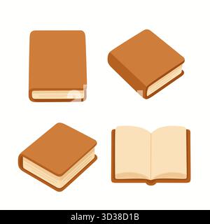 Set di libri marroni in stile vettoriale piatto Illustrazione Vettoriale