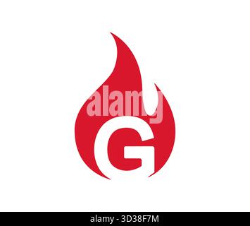 Illustrazione del simbolo della lettera g creativa e dell'icona vettoriale del logo Fire Illustrazione Vettoriale