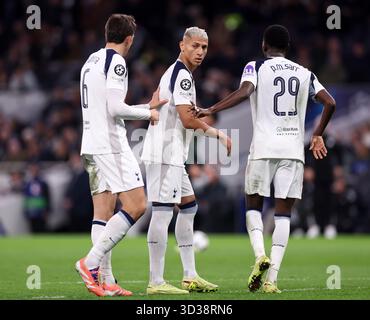 Londra, Regno Unito. 4 novembre 2025. Richarlison del Tottenham durante la partita Tottenham Hotspur vs FC Copenhagen UEFA Champions League allo stadio Tottenham Hotspur di Londra. Il credito per immagini dovrebbe essere: David Klein/Sportimage Credit: Sportimage Ltd/Alamy Live News Foto Stock