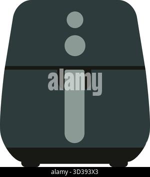 Una friggitrice ad aria compatta e scura con cassetto centrale cuoce con aria calda rapida sul piano di lavoro Illustrazione Vettoriale