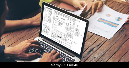 Il software di disegno di Web site fornisce il modello modish per il commercio al dettaglio in linea ed e-commercio Foto Stock