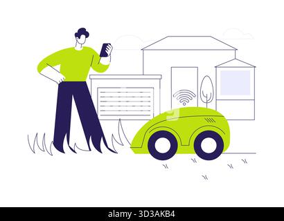 Illustrazione del vettore del concetto astratto di falciatura autonoma. Illustrazione Vettoriale