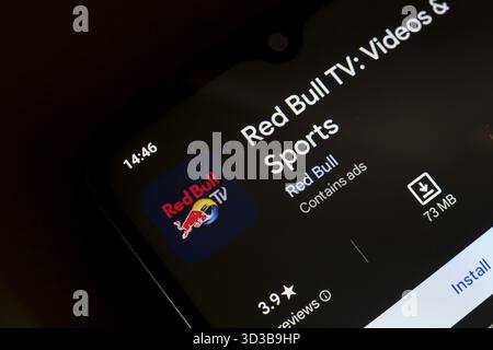 1° novembre 2024, Brasile. In questa immagine, il logo dell'app Red Bull TV viene visualizzato sullo schermo di uno smartphone Foto Stock