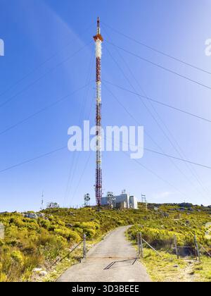 Constantiaberg Telecommunications Tower in cima alla montagna a Città del Capo, Sud Africa Foto Stock