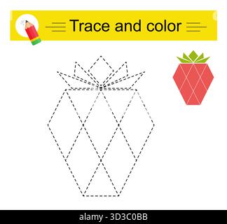 Giochi educativi per bambini. Traccia e colore. Illustrazione Vettoriale