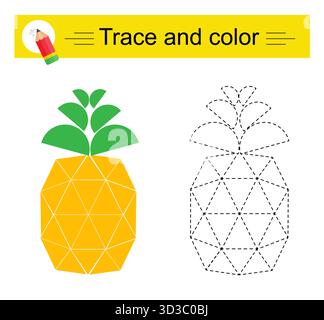 Giochi educativi per bambini. Traccia e colore. Illustrazione Vettoriale