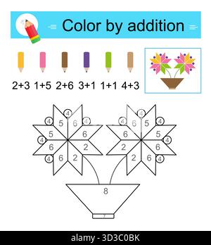 Giochi educativi per bambini. Colore per aggiunta. Illustrazione Vettoriale