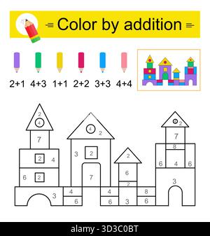 Giochi educativi per bambini. Colore per aggiunta. Illustrazione Vettoriale