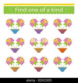 Giochi educativi per bambini. Trovatene uno unico. Illustrazione Vettoriale