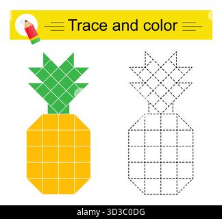 Giochi educativi per bambini. Traccia e colore. Illustrazione Vettoriale