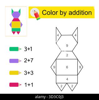 Giochi educativi per bambini. Colore per aggiunta. Illustrazione Vettoriale