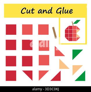 Giochi educativi per bambini. Tagliare e incollare. Illustrazione Vettoriale