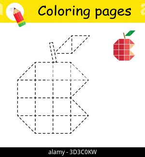 Giochi educativi per bambini. Traccia e colore. Illustrazione Vettoriale