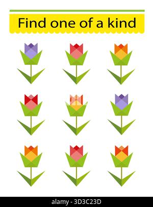 Giochi educativi per bambini. Trovatene uno unico. Illustrazione Vettoriale