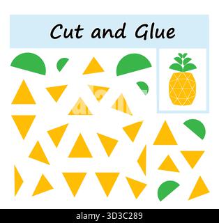 Giochi educativi per bambini. Tagliare e incollare. Illustrazione Vettoriale