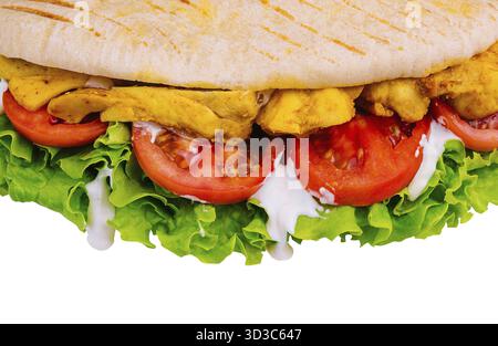 Cibo, Doner kebab - carne di pollo fritta con verdure nel pane pita Foto Stock