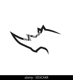 Illustrazione delle linee del logo della testa Rhino simbolo vettoriale icona design Illustrazione Vettoriale