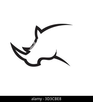 Illustrazione delle linee del logo della testa Rhino simbolo vettoriale icona design Illustrazione Vettoriale