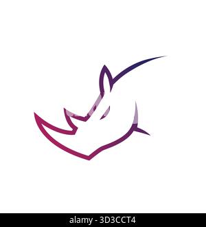 Illustrazione delle linee del logo della testa Rhino simbolo vettoriale icona design Illustrazione Vettoriale