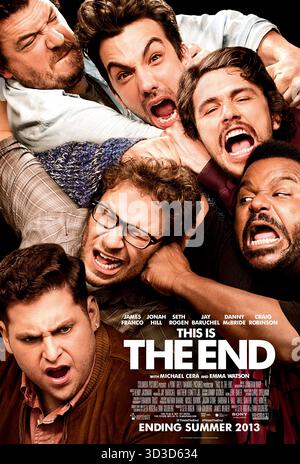 This Is the End (2013) diretto da Seth Rogen e Evan Goldberg e interpretato da James Franco, Seth Rogen e Jonah Hill. Un gruppo di amici affronta l'apocalisse quando eventi catastrofici colpiscono Los Angeles durante una festa di celebrità. USA SOLO PER USO EDITORIALE DI un foglio di poster. Crediti: BFA / Columbia Pictures Foto Stock
