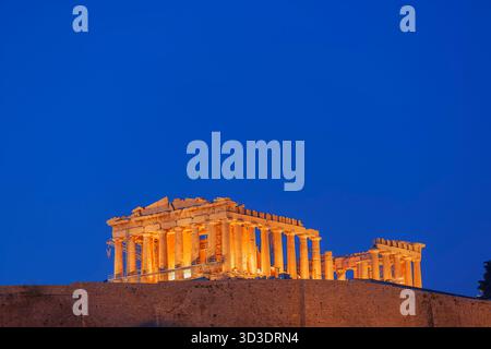 L'Acropoli di notte, Atene, Grecia Foto Stock