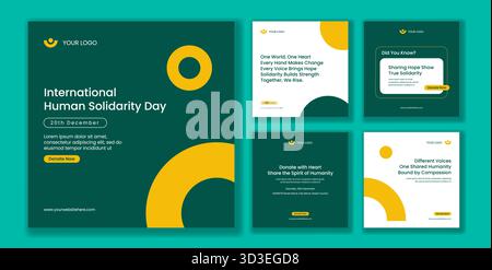 Giornata internazionale della solidarietà umana Social Media Post Cartoon Hand Drawn Templates Illustration Illustrazione Vettoriale