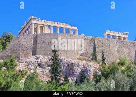 Partenone, vista dall'alto, Acropoli, Atene, Grecia Foto Stock