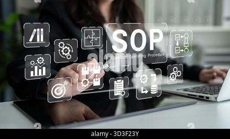 La procedura operativa standard migliora l'automazione dei processi, l'efficienza del flusso di lavoro e l'analisi della struttura operativa Foto Stock