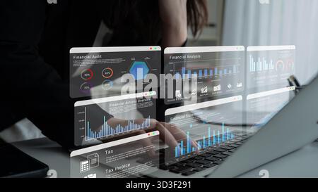 Il dashboard finanziario migliora la reportistica sull'analisi dei dati, il monitoraggio delle prestazioni e l'analisi strategica del processo decisionale Foto Stock