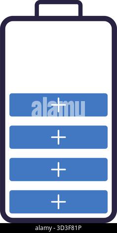 Illustrazione dell'icona della batteria con indicatori dello stato di carica ed elementi di design moderni Illustrazione Vettoriale