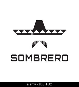 Creative teste di baffi Sombrero messicani con logo tradizionale Vector Illustrazione Vettoriale