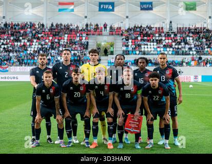 Lussemburgo 10 giugno 2025. Calcio - amichevole internazionale Lussemburgo vs Repubblica d'Irlanda nello Stade de Luxembourg. Foto della squadra lussemburghese - Foto Stock