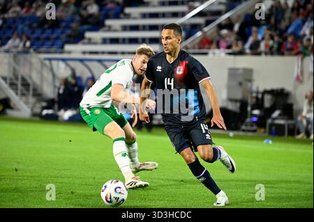 Lussemburgo 10 giugno 2025. Calcio - amichevole internazionale Lussemburgo vs Repubblica d'Irlanda nello Stade de Luxembourg. Eric Veiga - Lussemburgo Foto Stock