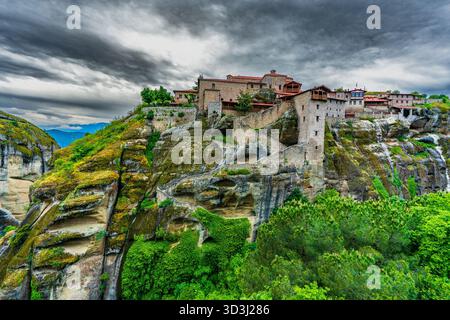 Veduta del Sacro Monastero di Grand Meteoron, Grecia Foto Stock