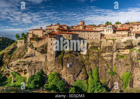 Veduta del Sacro Monastero di Grand Meteoron, Grecia Foto Stock