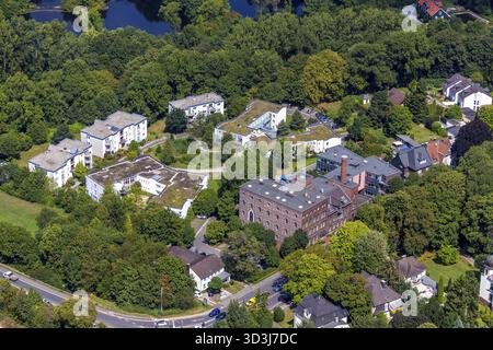 Vista aerea, edifici residenziali, casa di riposo, Village am Hageboelling, Hagener Strasse, Eichholzstrasse, Gevelsberg, Renania settentrionale-Vestfalia, Germa Foto Stock