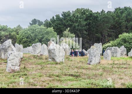 I campi di menhir a Carnac dnas Morbihan, in Bretagna, Francia Foto Stock